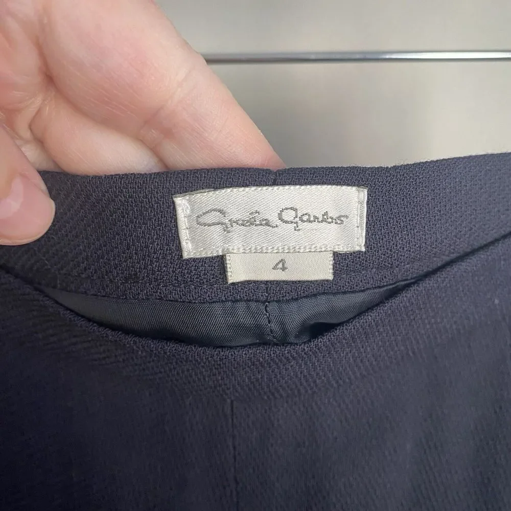 Greta Garbo‎ Womens Wool Wide Leg Pants Fully Lined Zip Navy Sz 4 Made in Italy